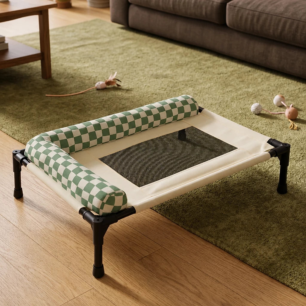 Portable Elevated Pet Cot Bed with Removable Cushion
