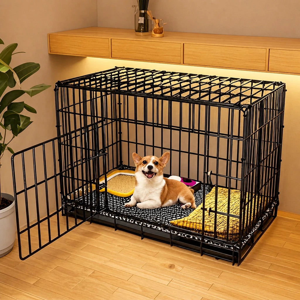 Indoor Dog Crate with Tray for Dogs Up to 33 lb