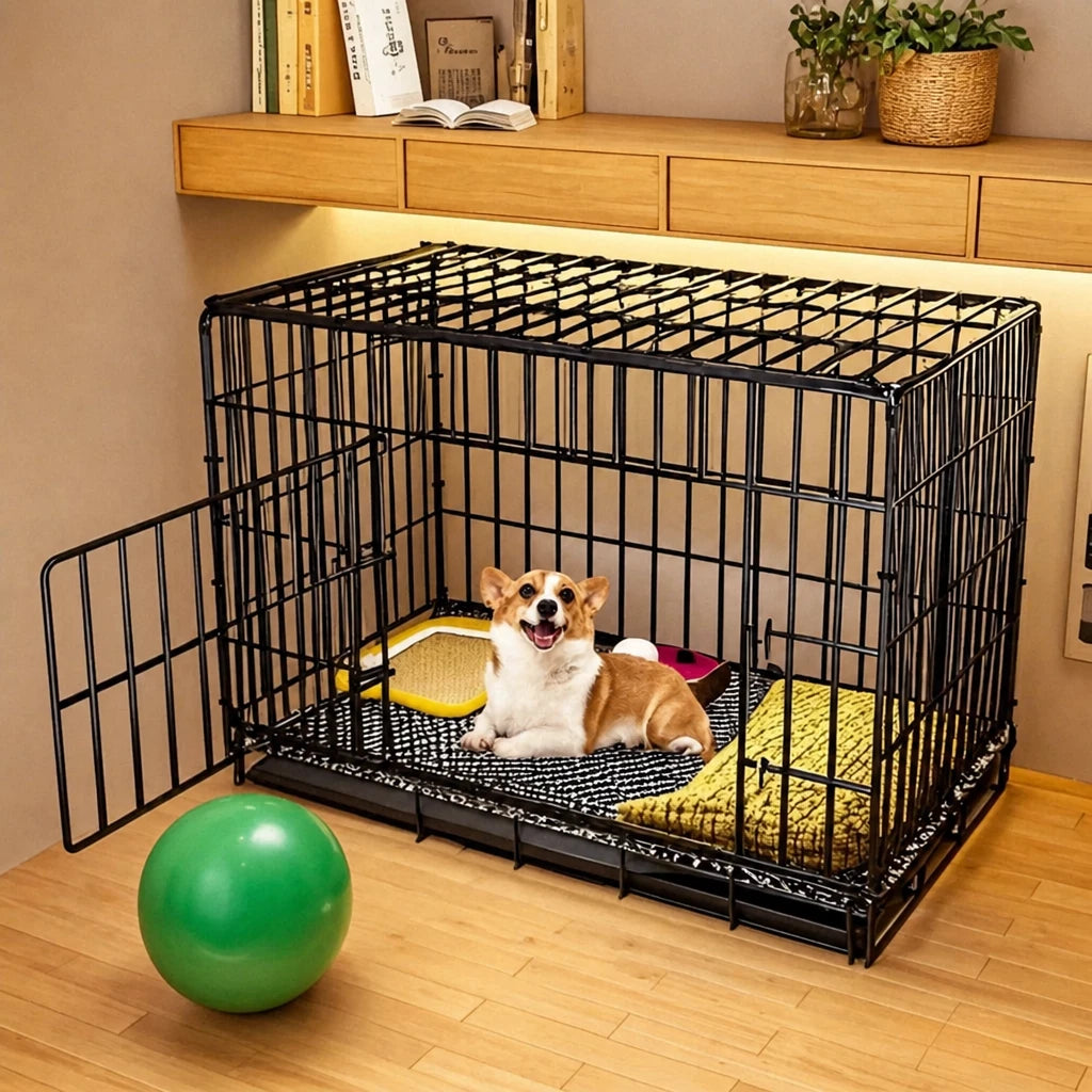 Indoor Dog Crate with Tray for Dogs Up to 33 lb