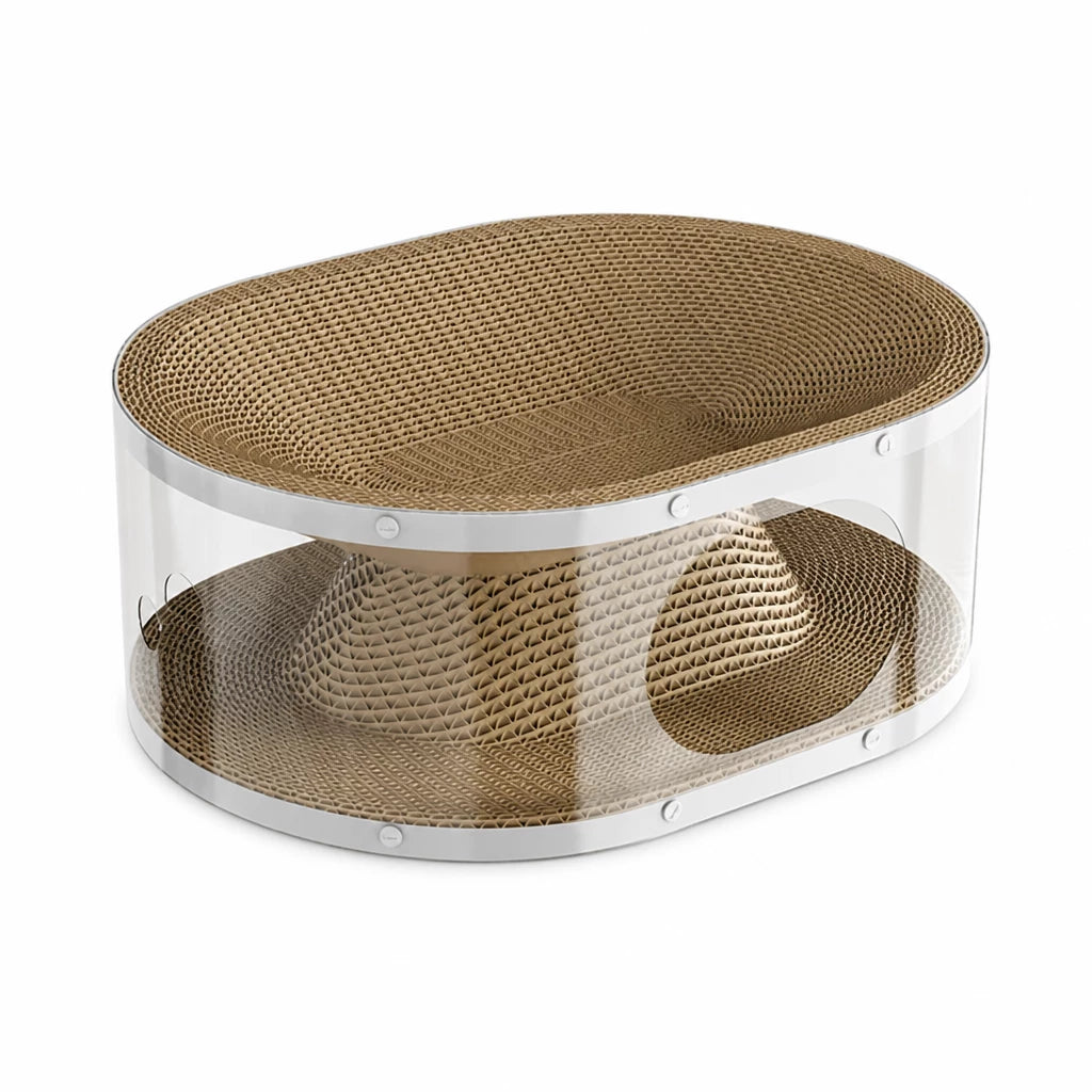 2-in-1 Corrugated Cardboard Cat Scratcher & Tunnel Bed