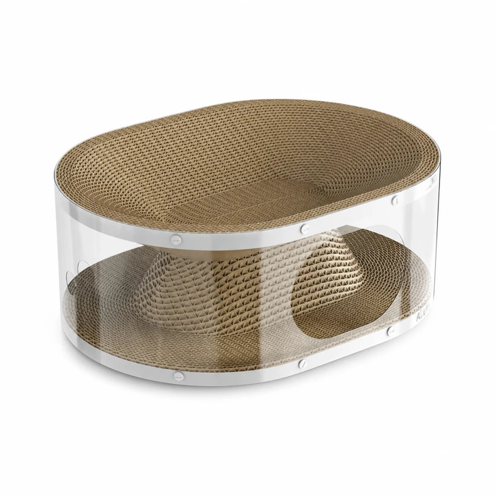 2-in-1 Corrugated Cardboard Cat Scratcher & Tunnel Bed