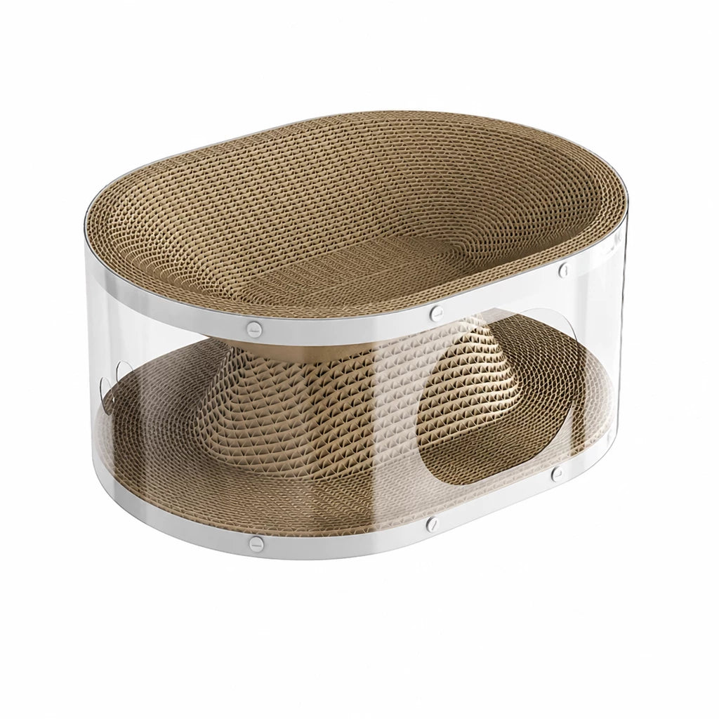 2-in-1 Corrugated Cardboard Cat Scratcher & Tunnel Bed