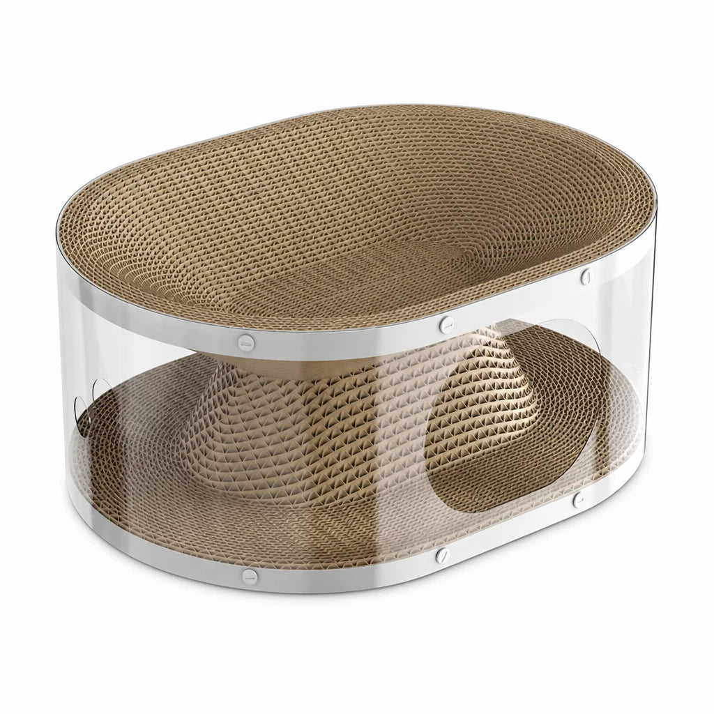 2-in-1 Corrugated Cardboard Cat Scratcher & Tunnel Bed