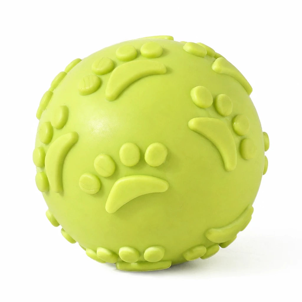 TPR Paw Print Squeaky Ball Dog Toy for Interactive Play
