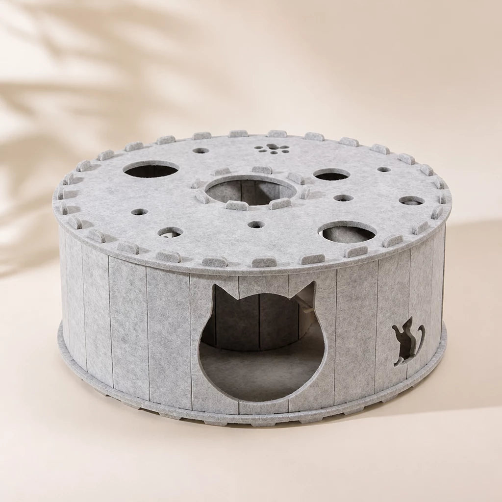 Donut Cat Scratcher Bed with Enclosed Tunnel