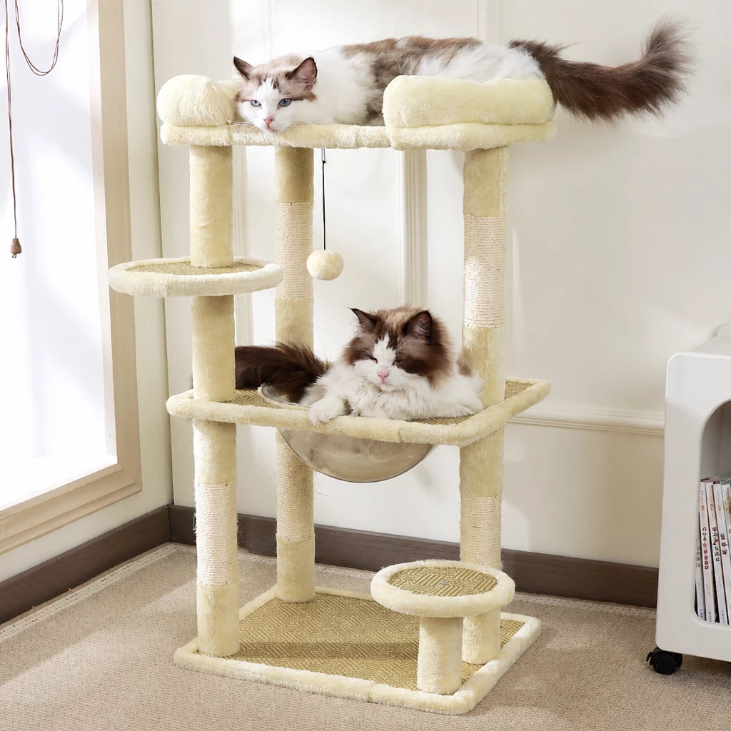 Compact Cat Tree with Space Capsule Hideaway and Perch