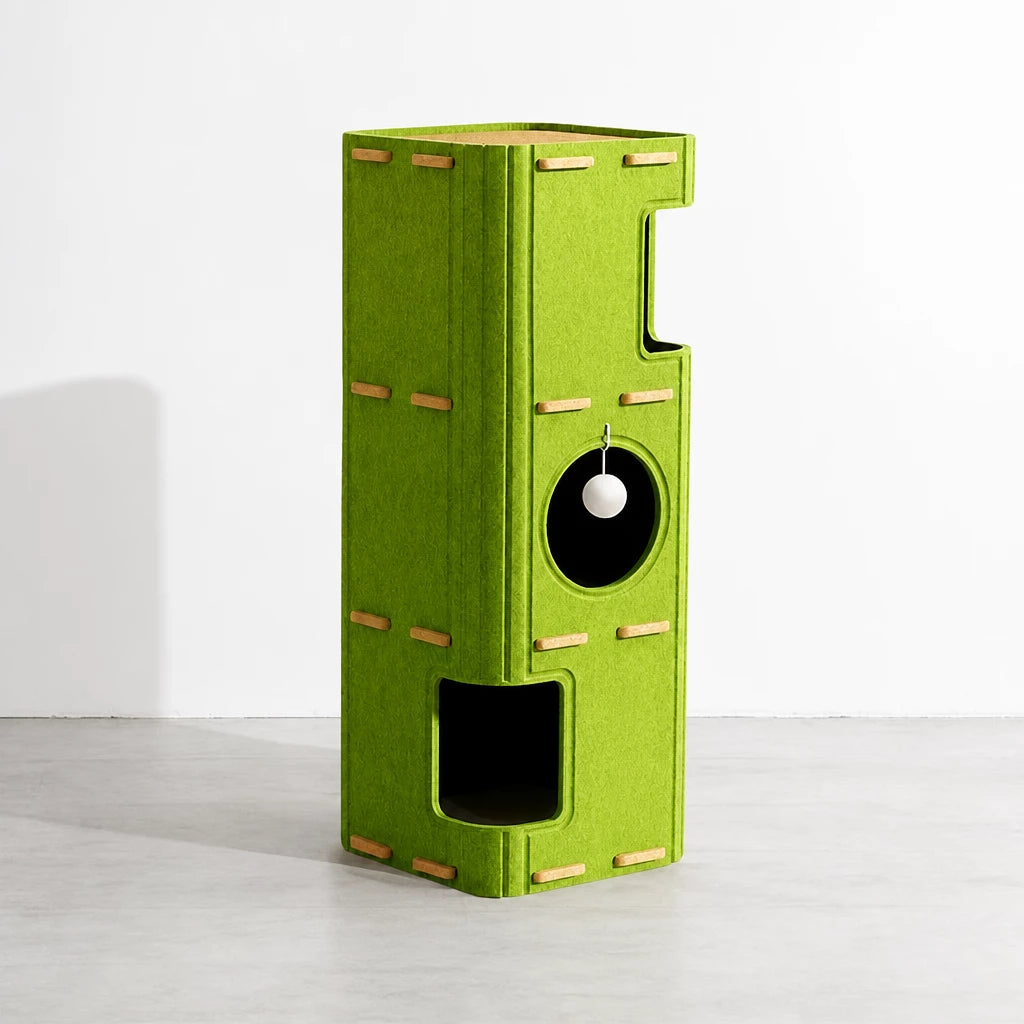 Multi-Level Cat Tree with Enclosed Cat Houses and Scratching Boards