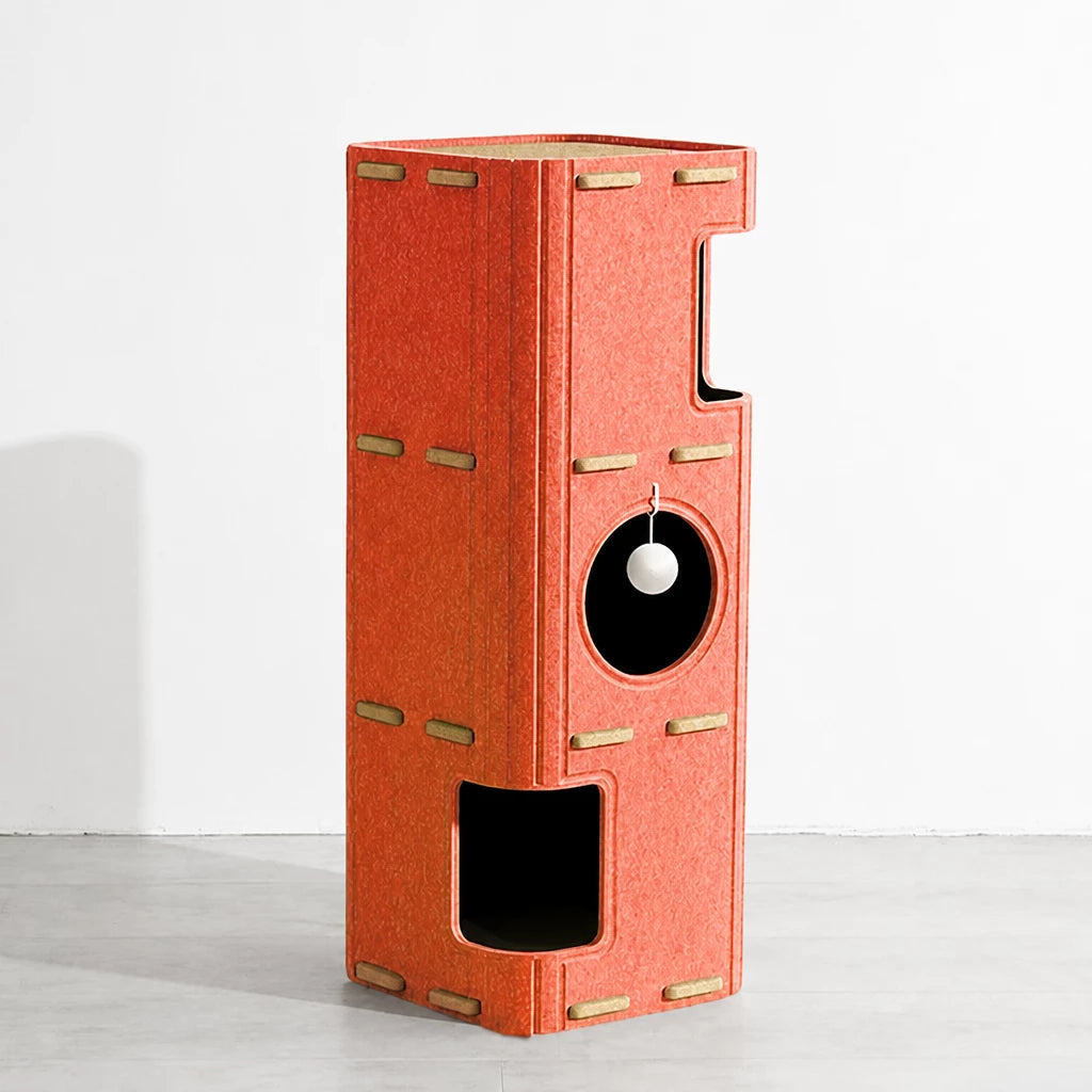 Multi-Level Cat Tree with Enclosed Cat Houses and Scratching Boards