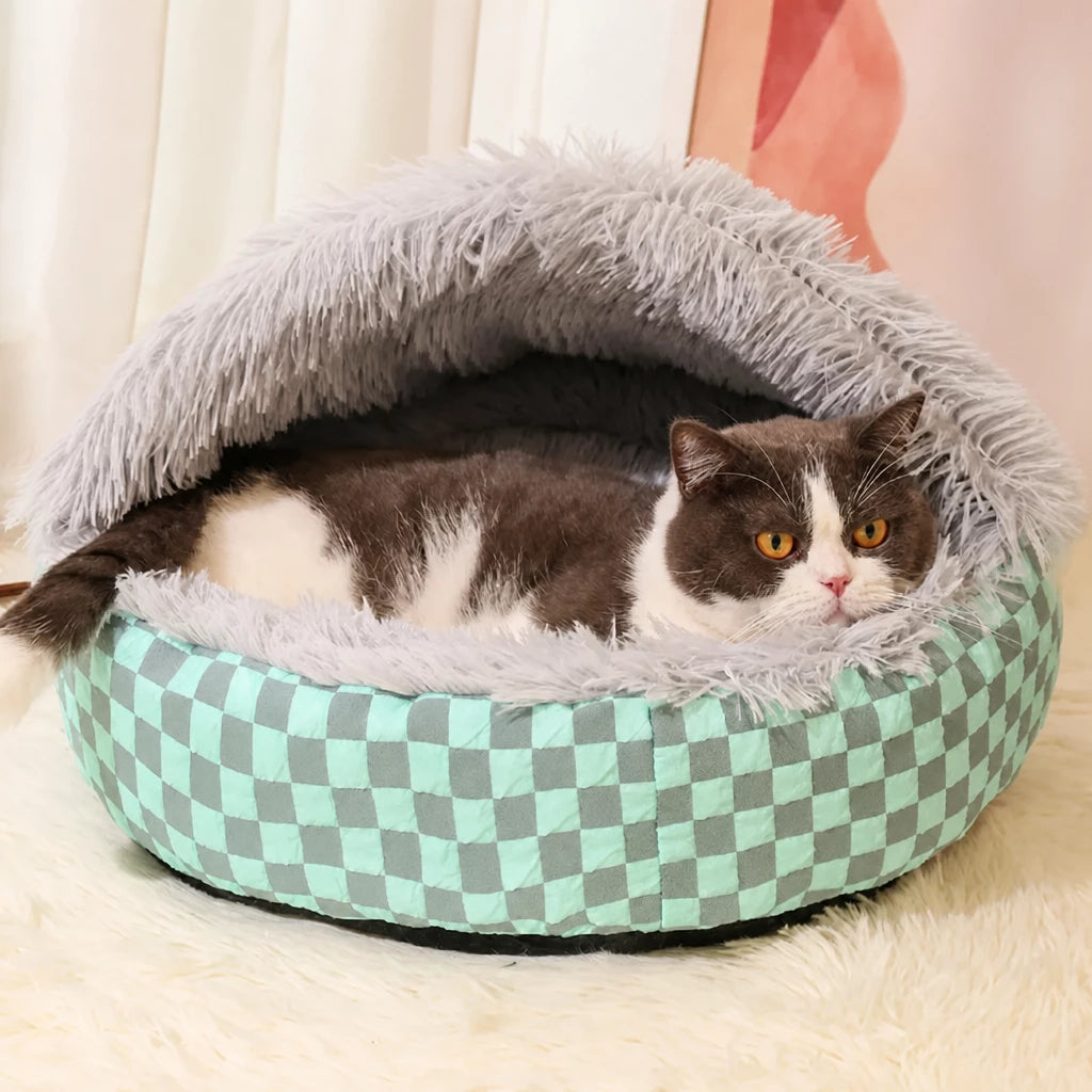 Semi-Enclosed Pet Bed for Cats and Small Dogs
