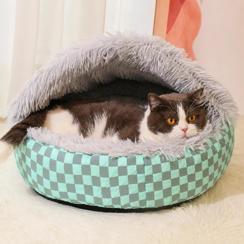 Semi-Enclosed Pet Bed for Cats and Small Dogs