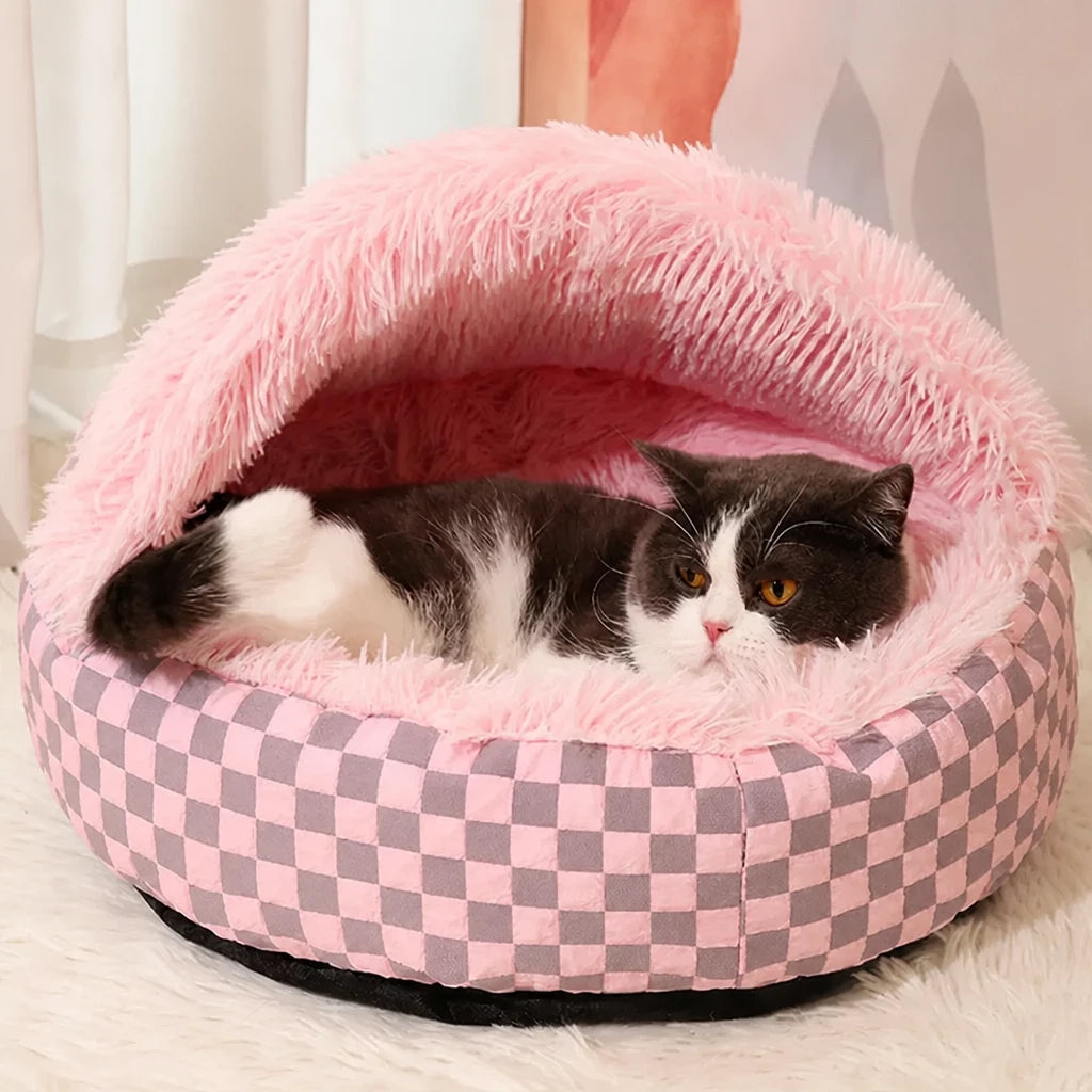 Semi-Enclosed Pet Bed for Cats and Small Dogs