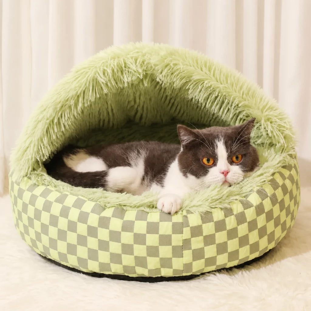 Semi-Enclosed Pet Bed for Cats and Small Dogs
