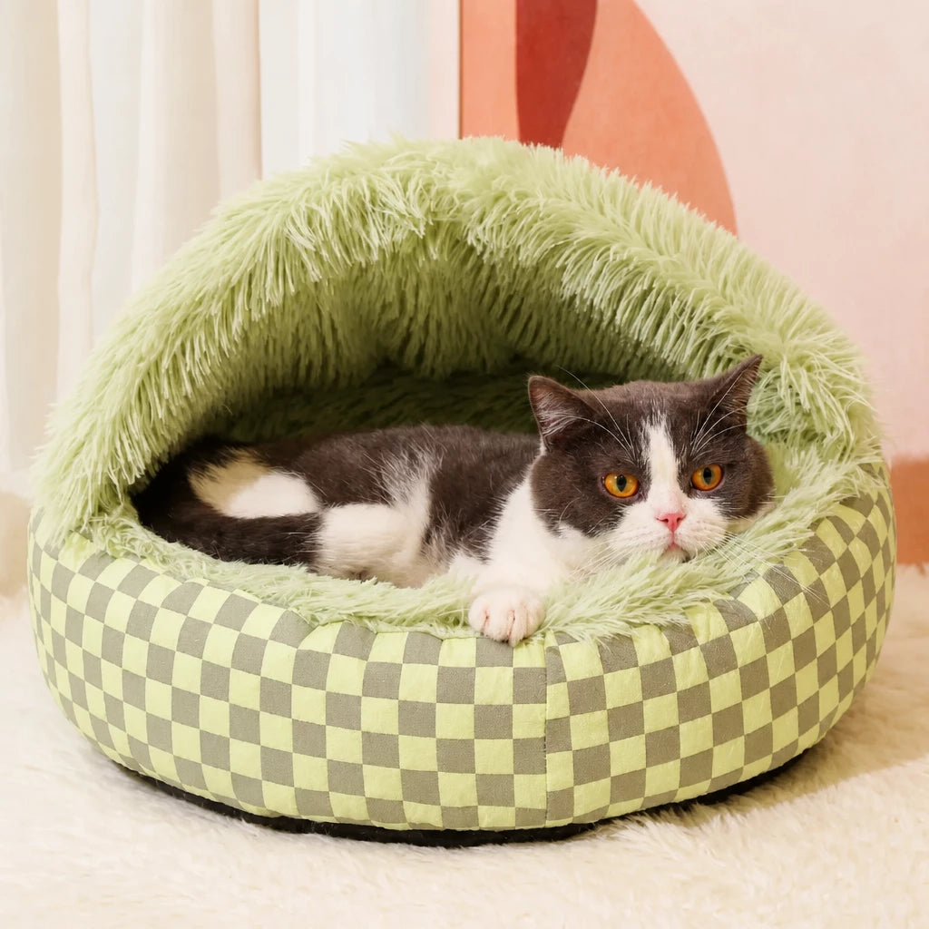 Semi-Enclosed Pet Bed for Cats and Small Dogs