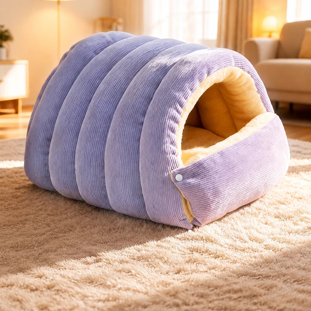 Semi-Enclosed Cat & Dog Bed with Removable Washable Cover
