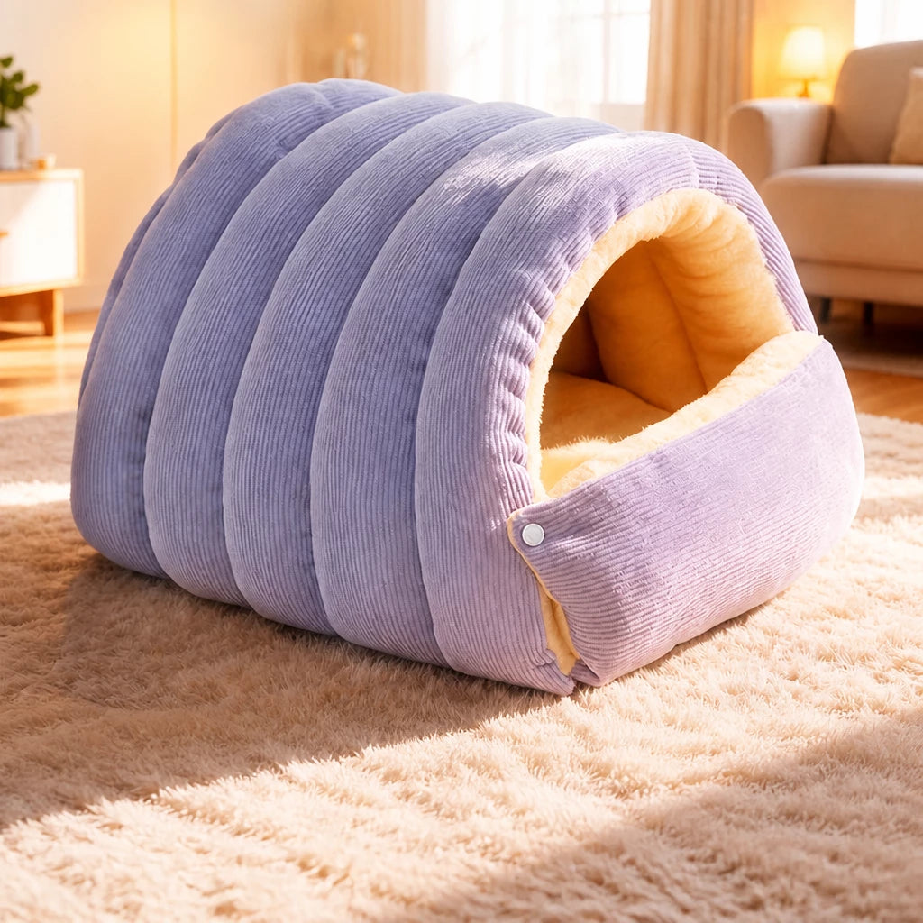 Semi-Enclosed Cat & Dog Bed with Removable Washable Cover
