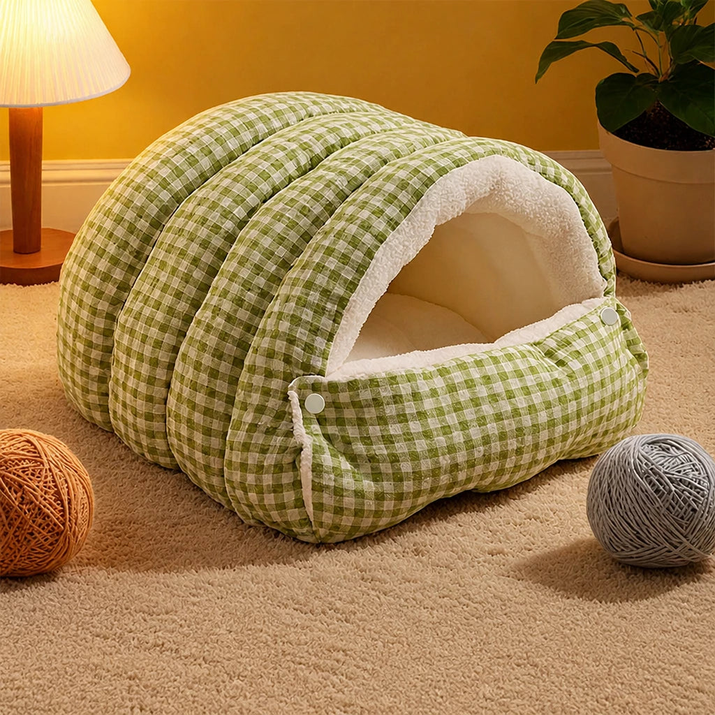 Semi-Enclosed Cat & Dog Bed with Removable Washable Cover