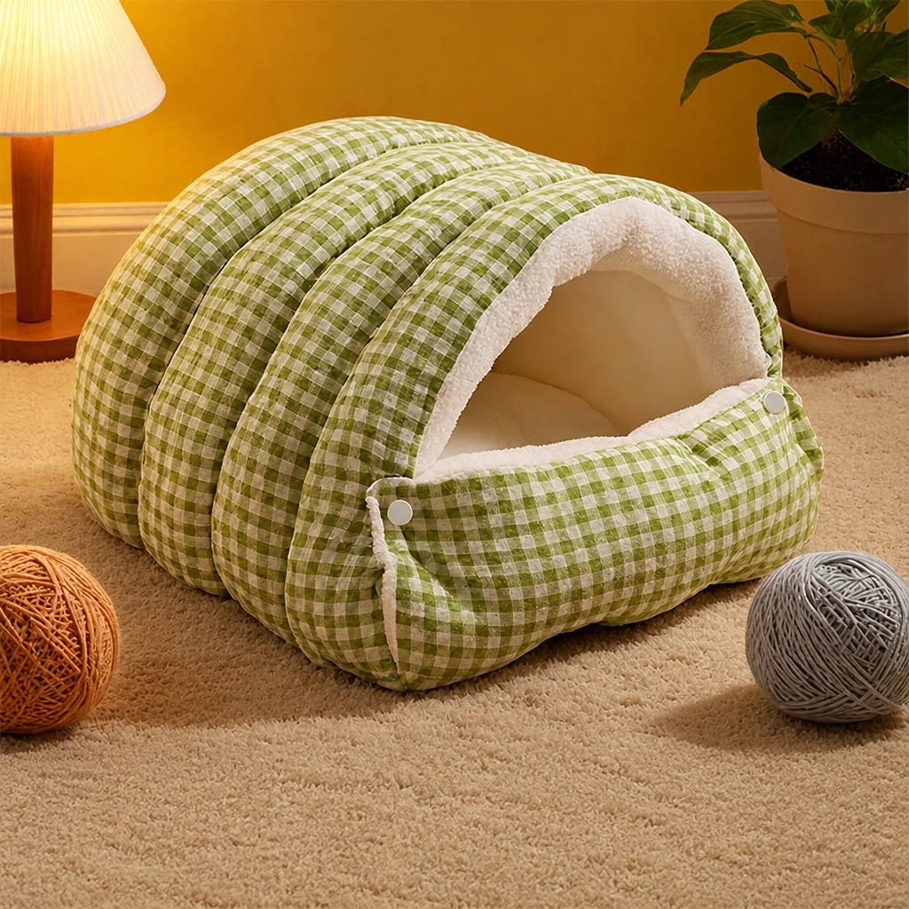 Semi-Enclosed Cat & Dog Bed with Removable Washable Cover