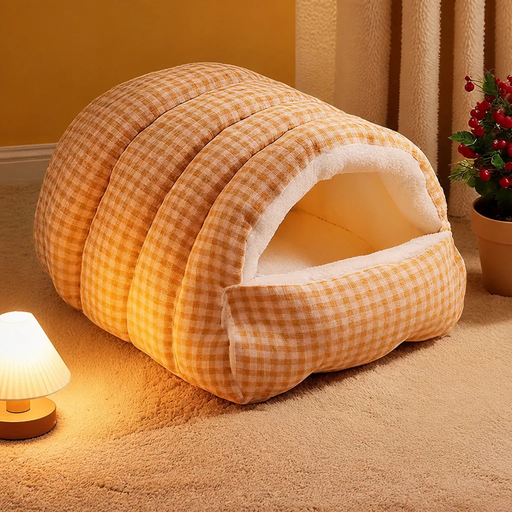 Semi-Enclosed Cat & Dog Bed with Removable Washable Cover