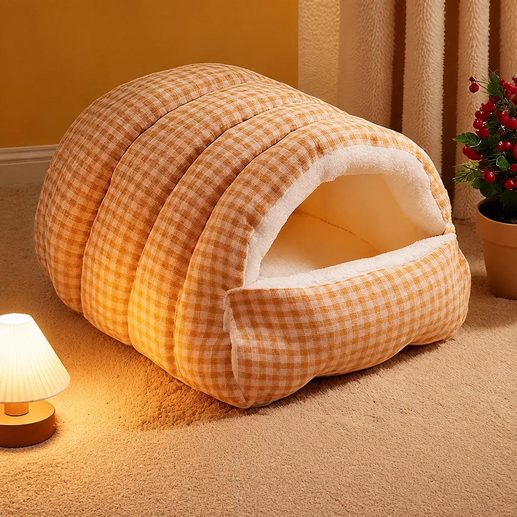 Semi-Enclosed Cat & Dog Bed with Removable Washable Cover