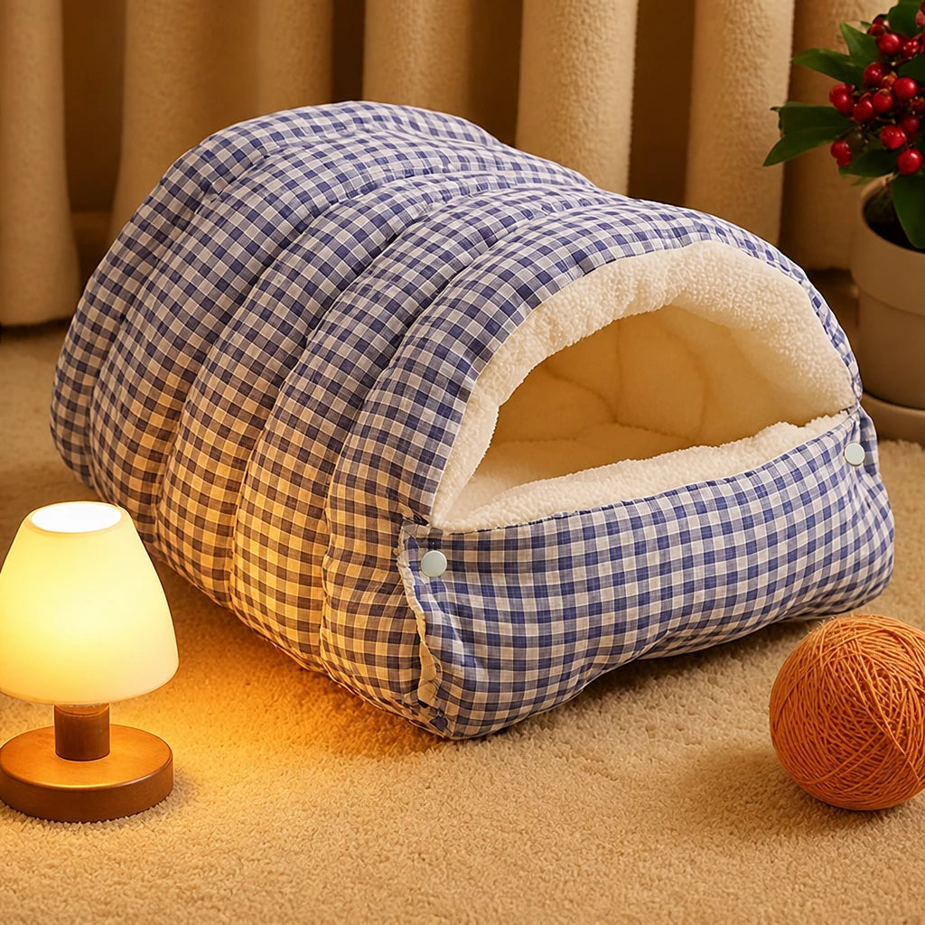 Semi-Enclosed Cat & Dog Bed with Removable Washable Cover