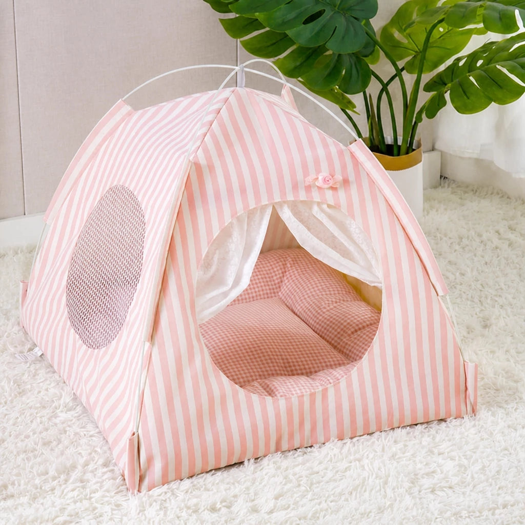 Indoor Tent Bed for Cats and Dogs with Reversible Cushion