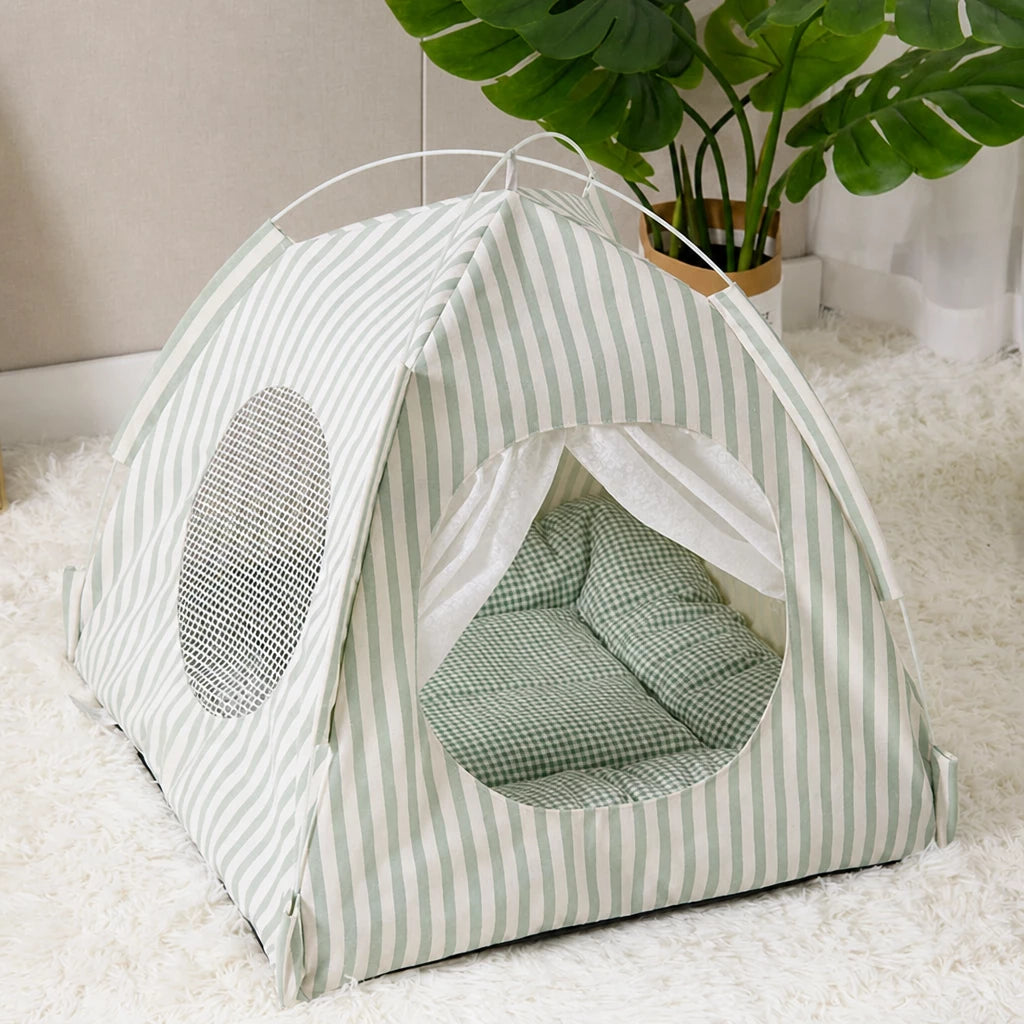 Indoor Tent Bed for Cats and Dogs with Reversible Cushion