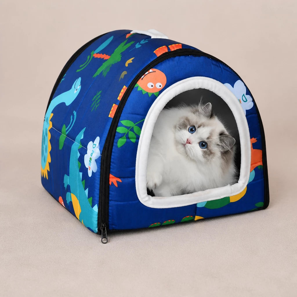 Semi-Enclosed Waterproof Pet Bed for Small to Medium Dogs and Cats
