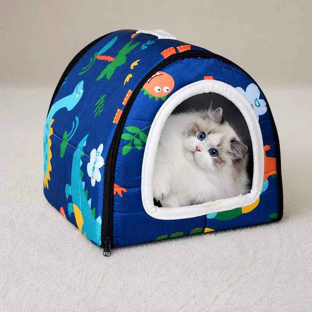 Semi-Enclosed Waterproof Pet Bed for Small to Medium Dogs and Cats