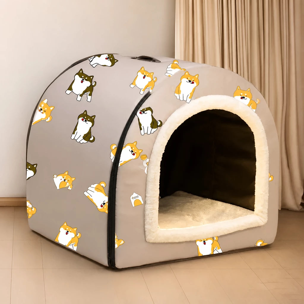 Semi-Enclosed Waterproof Pet Bed for Small to Medium Dogs and Cats