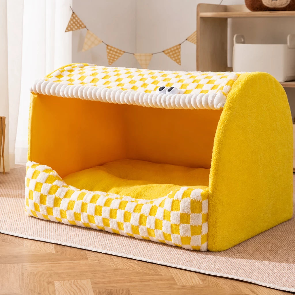 Enclosed Pet Bed with Removable Cover for Cats and Dogs