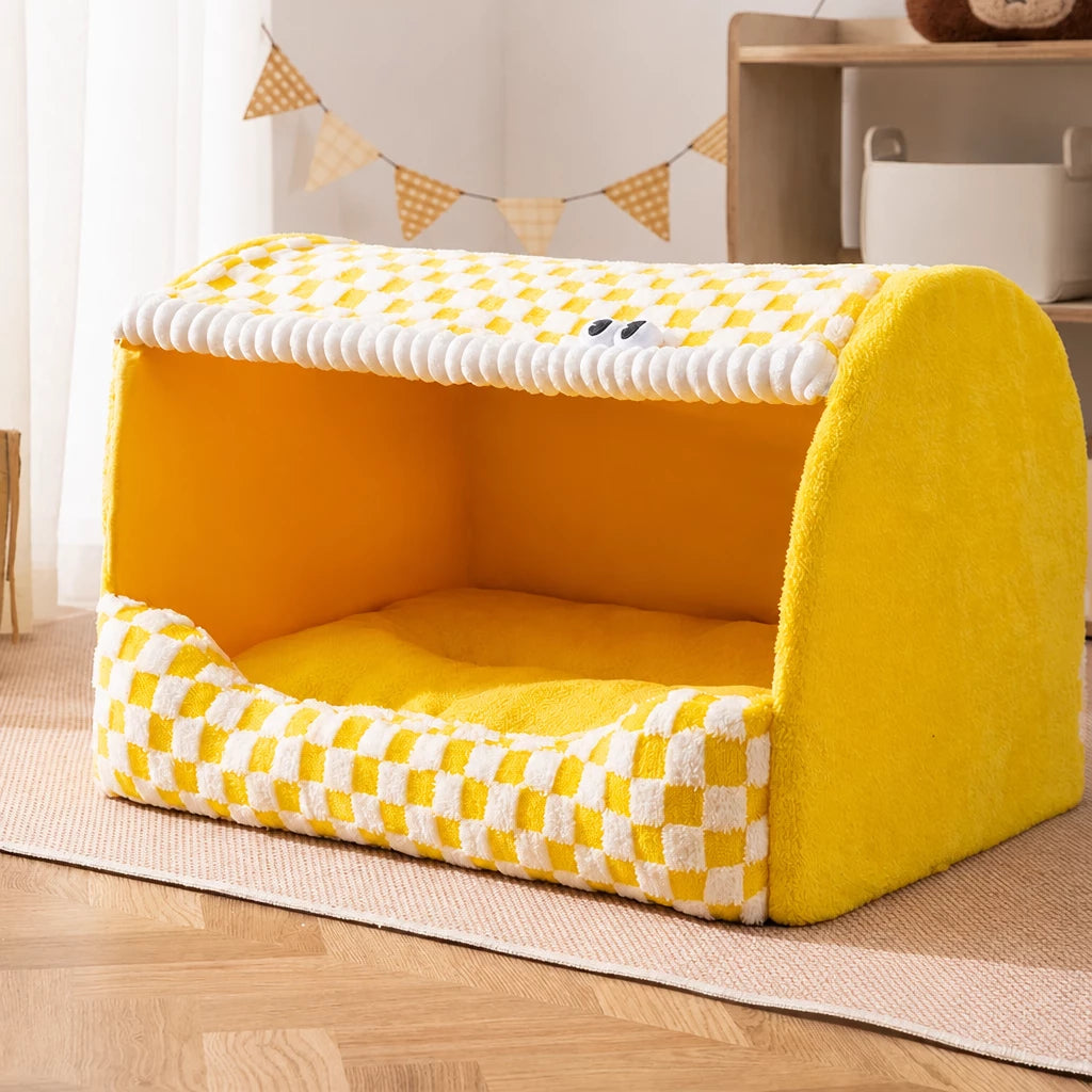 Enclosed Pet Bed with Removable Cover for Cats and Dogs