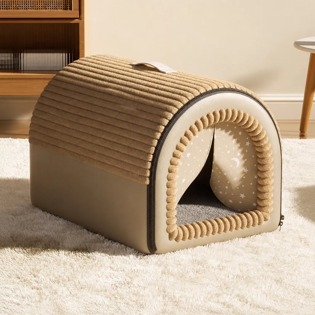 Enclosed Covered Pet Bed for Dogs and Cats