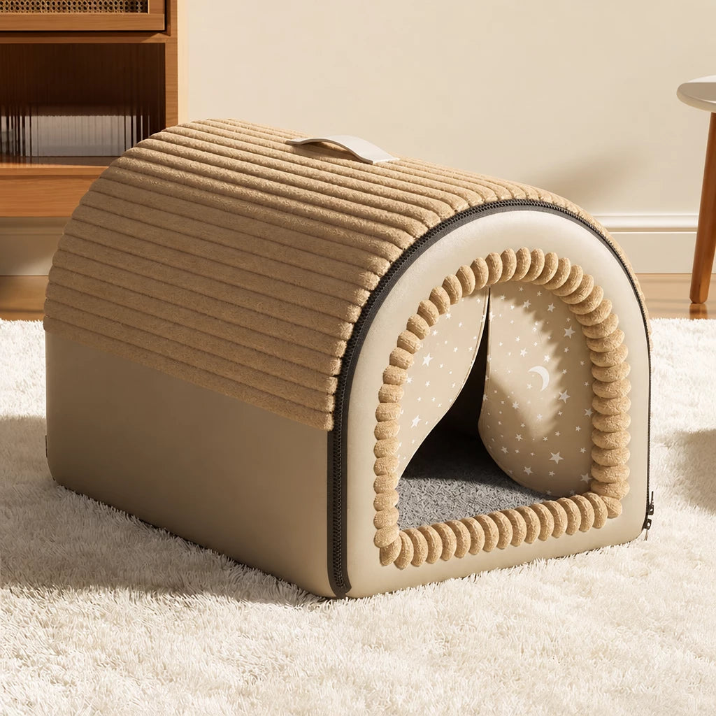 Enclosed Covered Pet Bed for Dogs and Cats