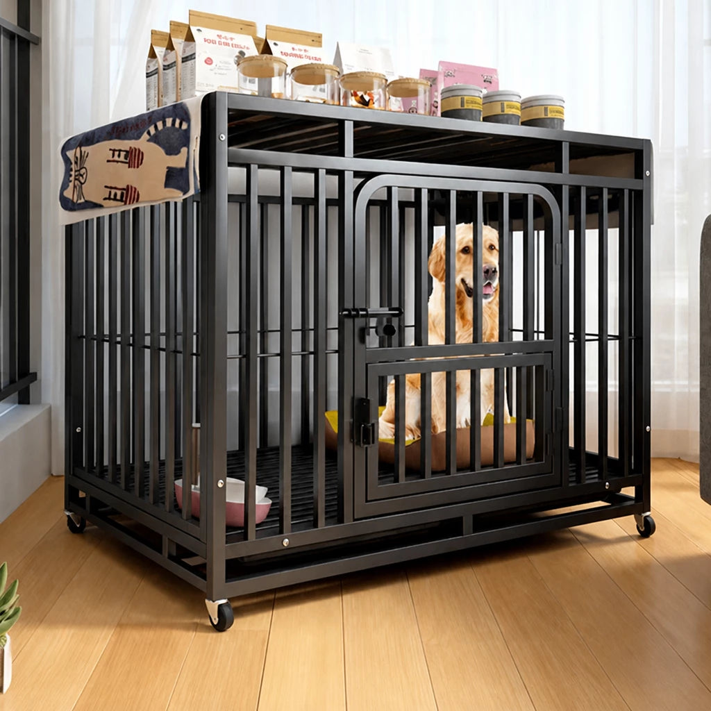 Indoor Metal Dog Crate with Waste Tray for Small to Large Dogs