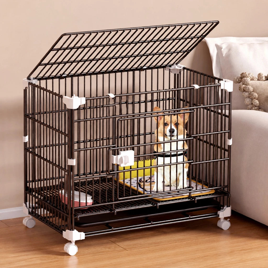 Indoor Stackable Resin Pet Crate with Potty Area