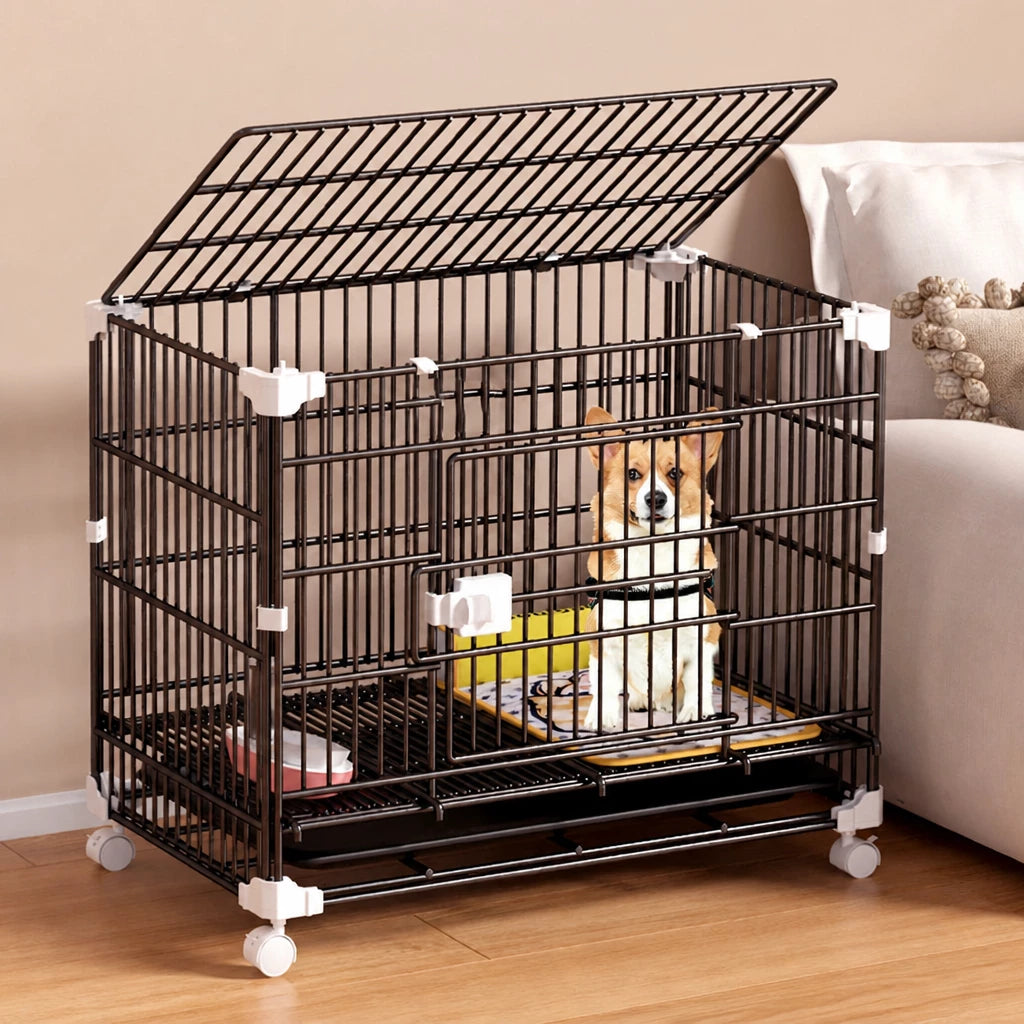 Indoor Stackable Resin Pet Crate with Potty Area