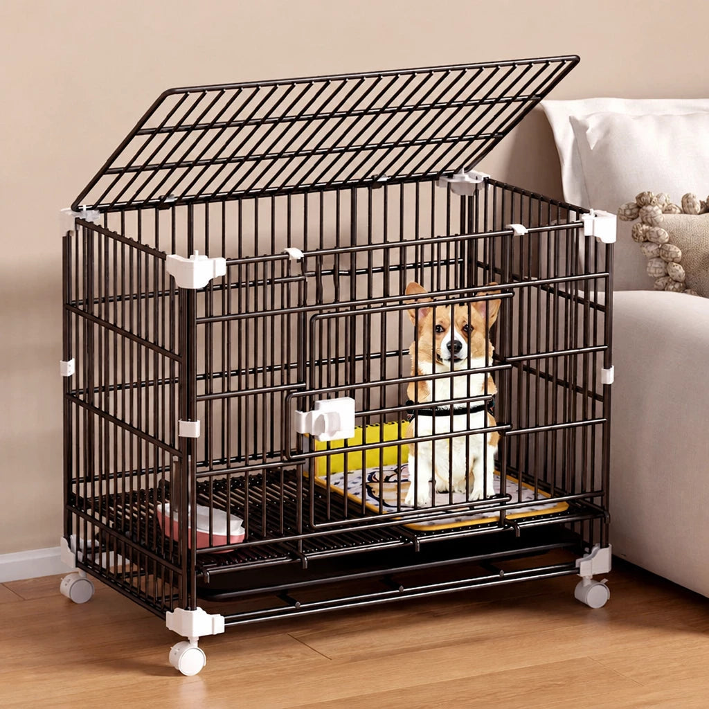 Indoor Stackable Resin Pet Crate with Potty Area