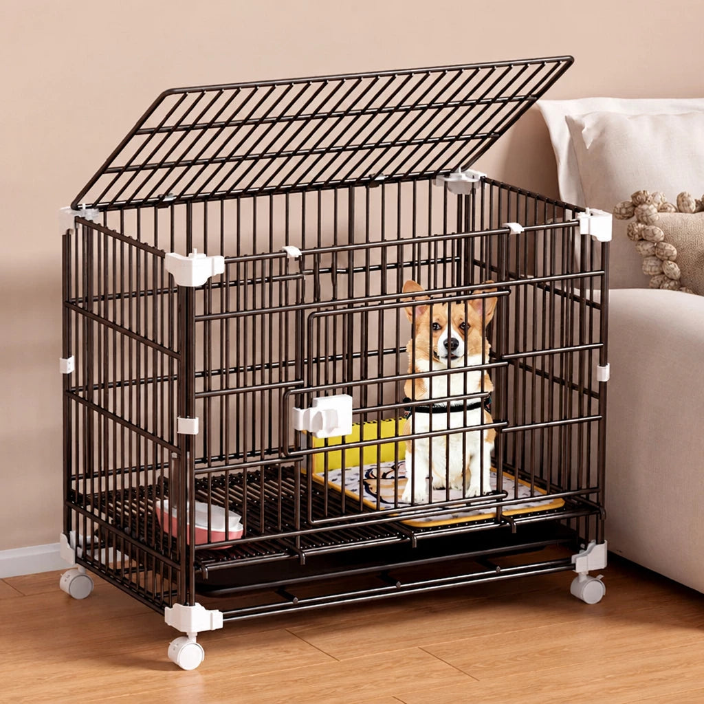 Indoor Stackable Resin Pet Crate with Potty Area