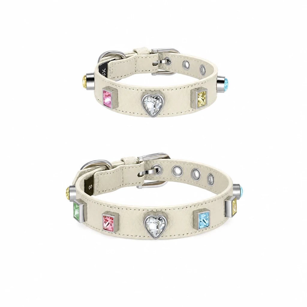 Rhinestone Faux Leather Collar and Leash for Small Pets