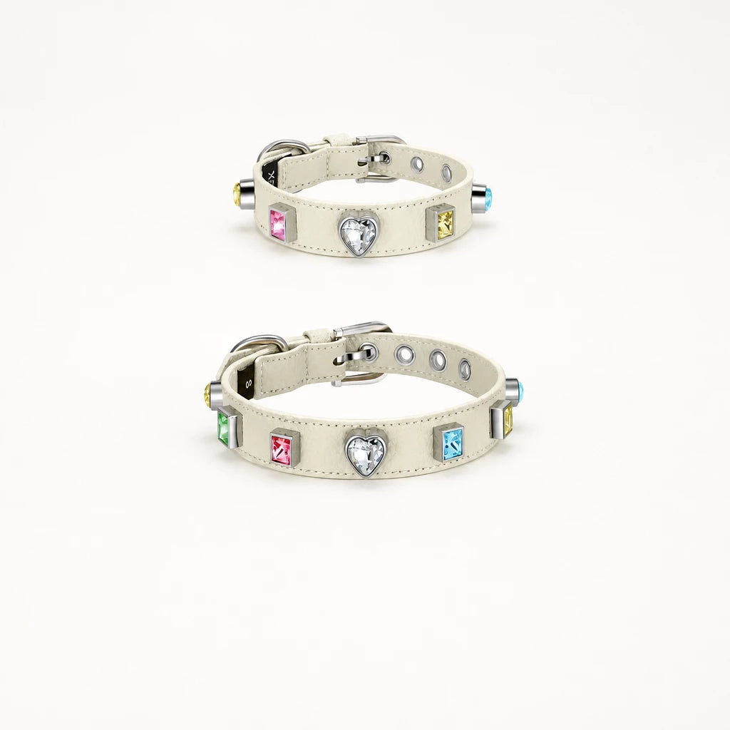 Rhinestone Faux Leather Collar and Leash for Small Pets