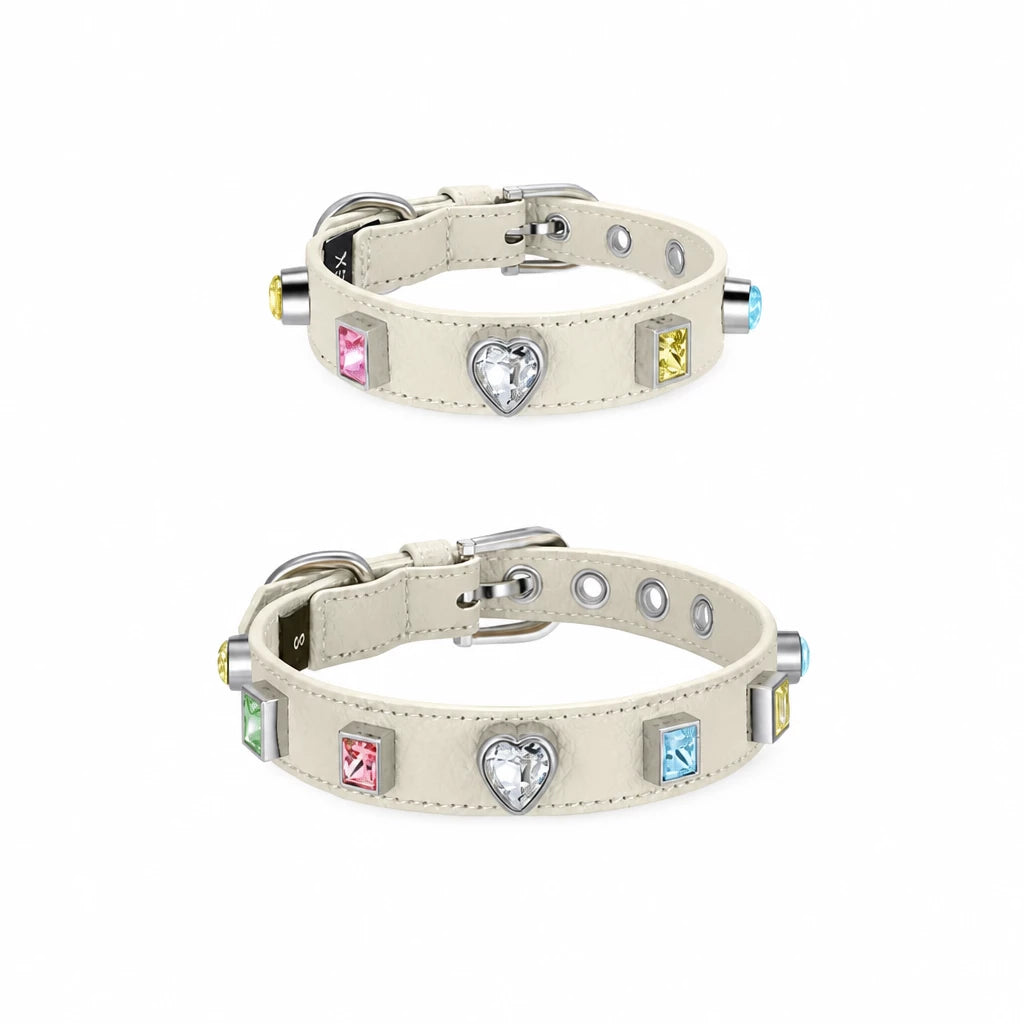 Rhinestone Faux Leather Collar and Leash for Small Pets