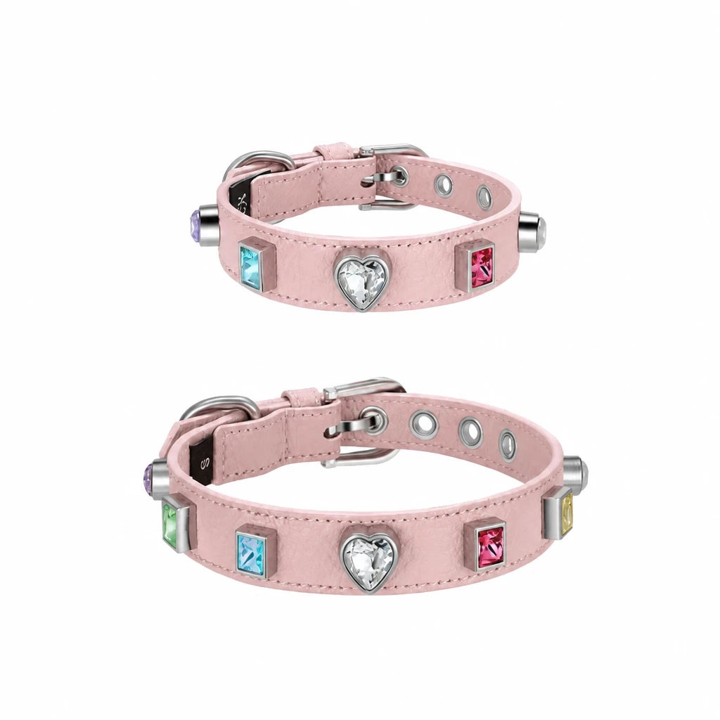 Rhinestone Faux Leather Collar and Leash for Small Pets