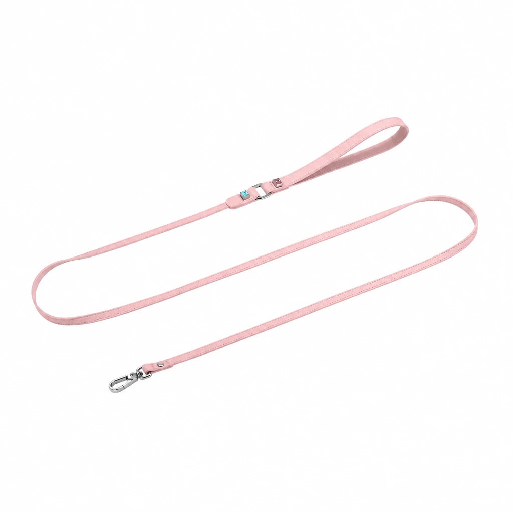 Rhinestone Faux Leather Collar and Leash for Small Pets