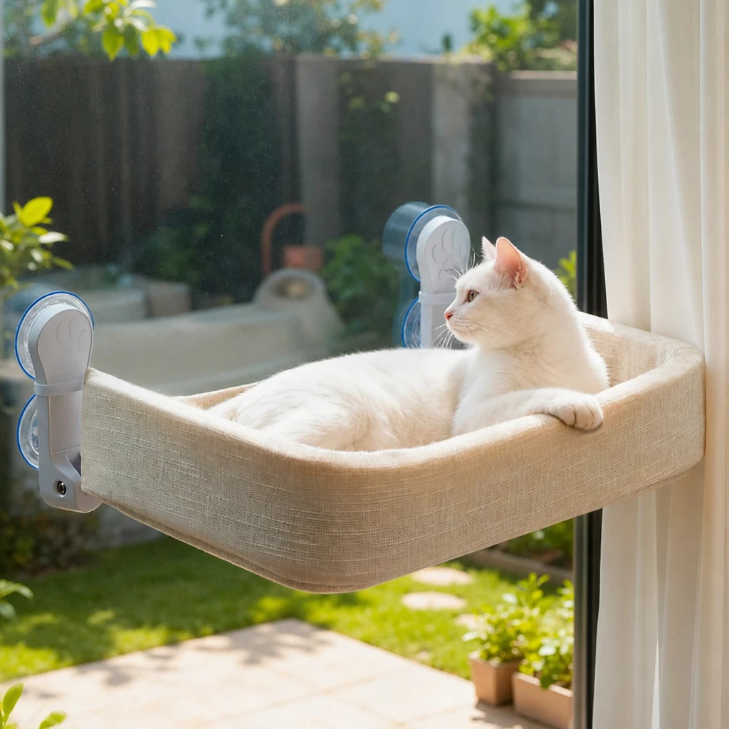 Window-Mounted Cat Hammock with Suction Cups
