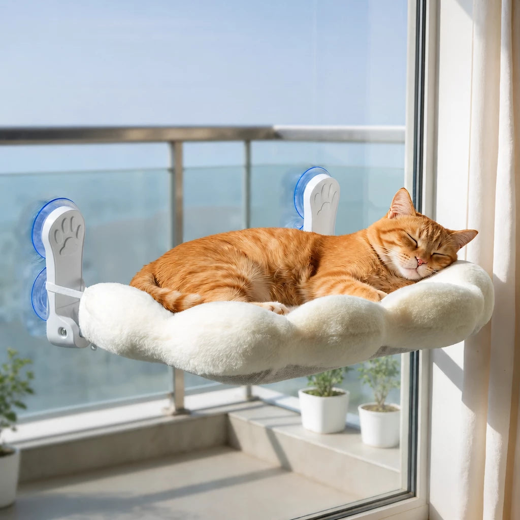 Window-Mounted Cat Hammock with Suction Cups