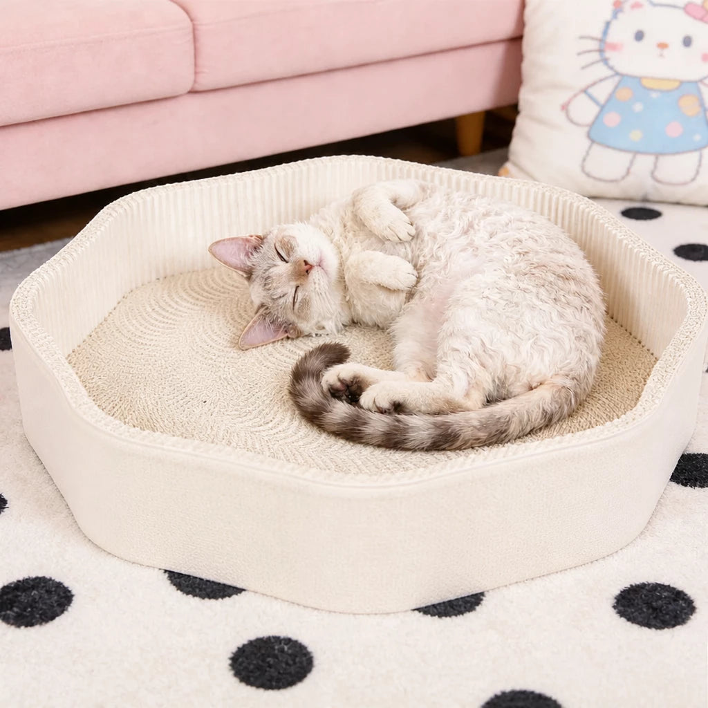 Petal-Shaped Corrugated Cardboard Cat Scratcher Bed