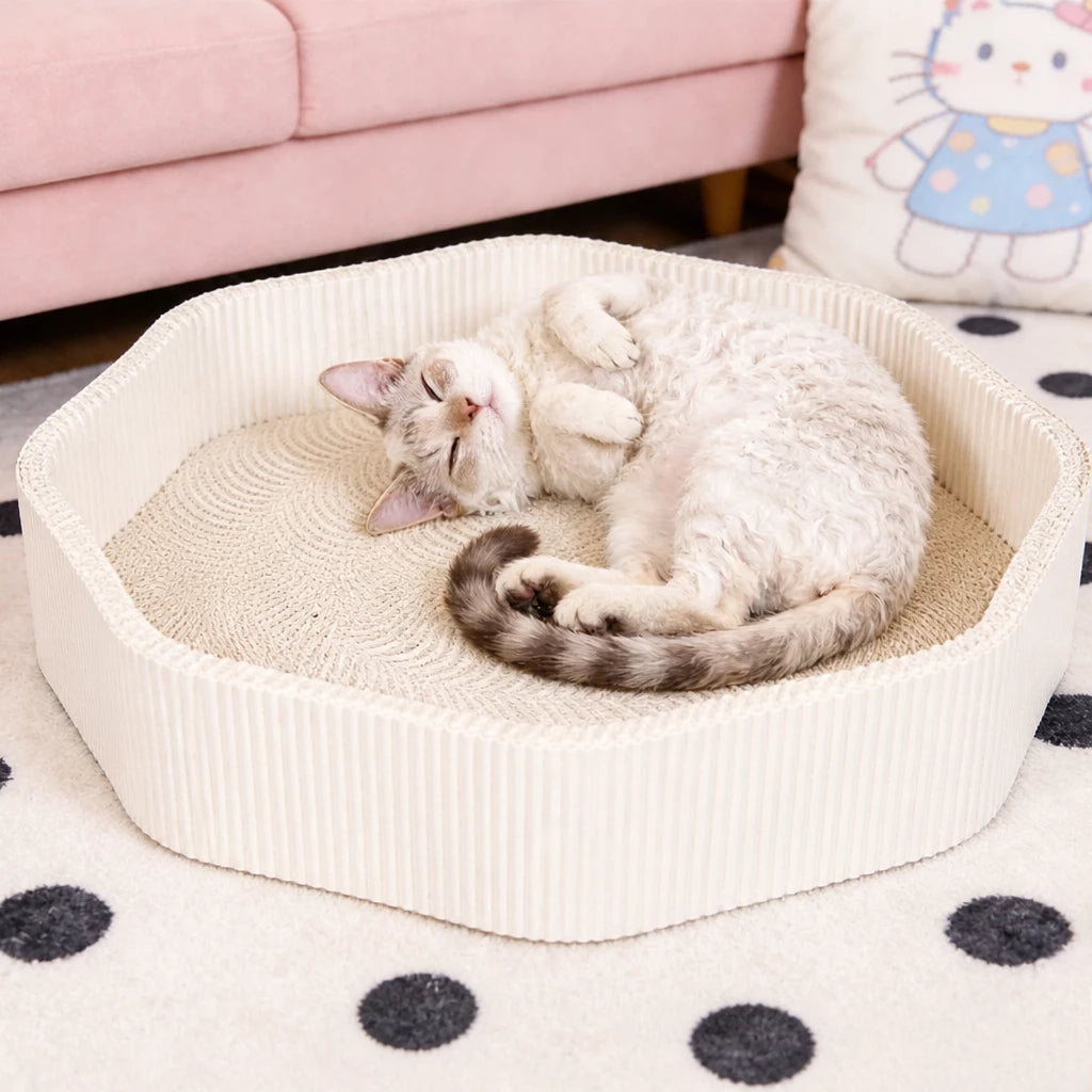 Petal-Shaped Corrugated Cardboard Cat Scratcher Bed