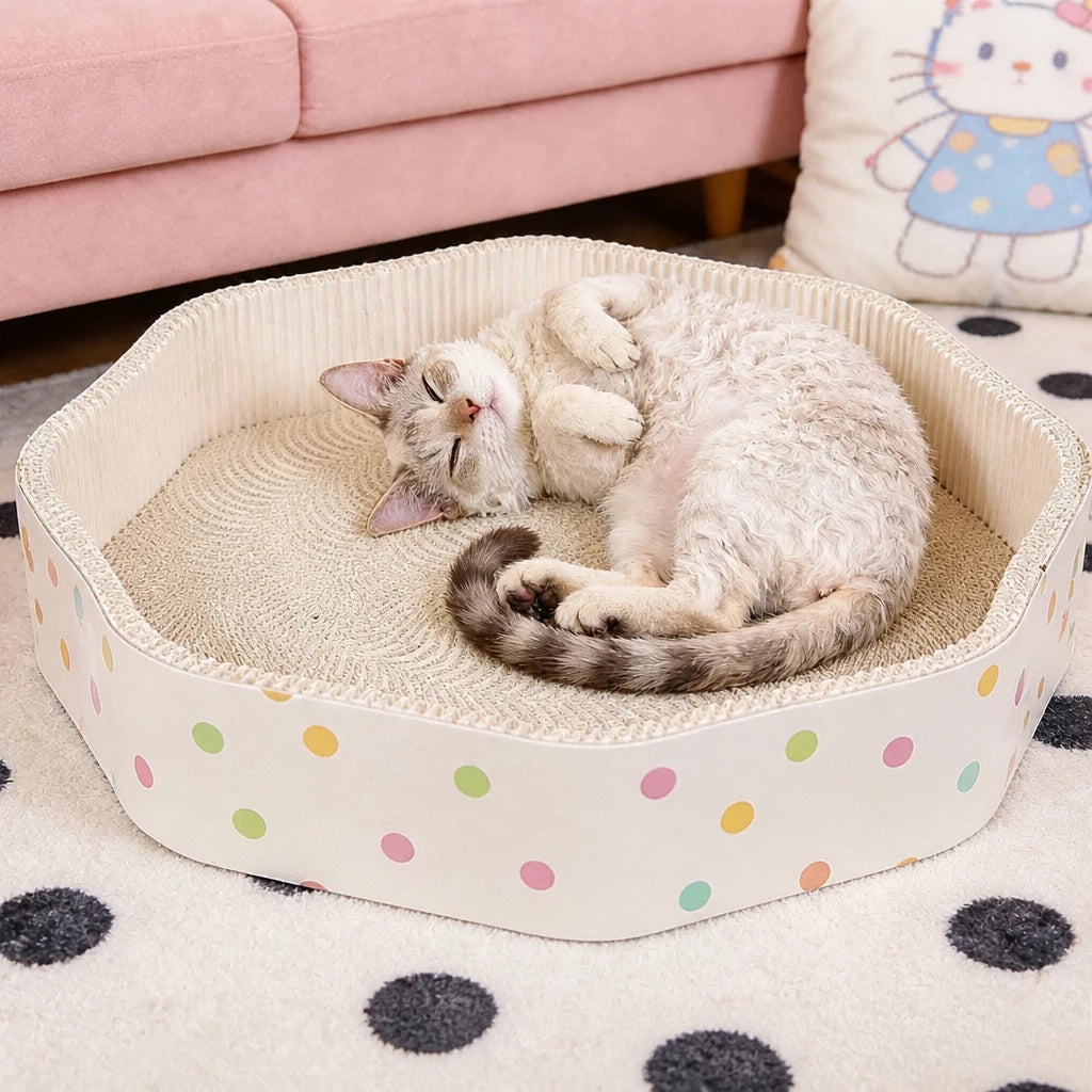 Petal-Shaped Corrugated Cardboard Cat Scratcher Bed
