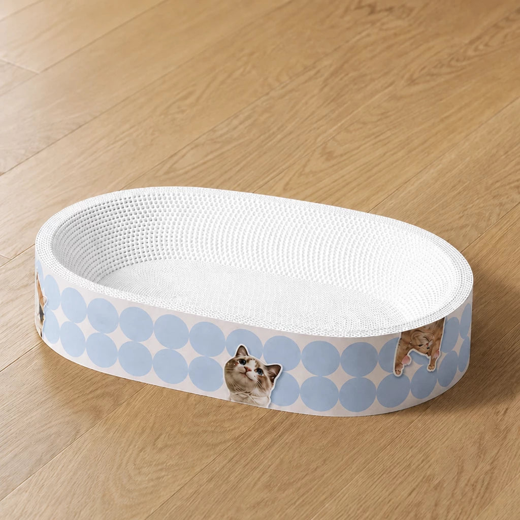 Deep Oval Cardboard Cat Scratcher Bed