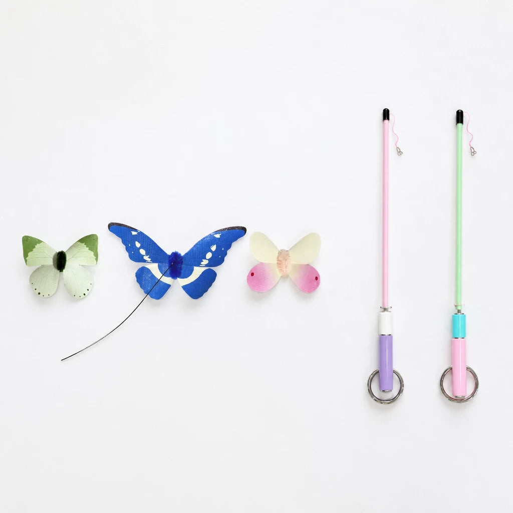 Retractable Cat Teaser Wand with Replaceable Attachments